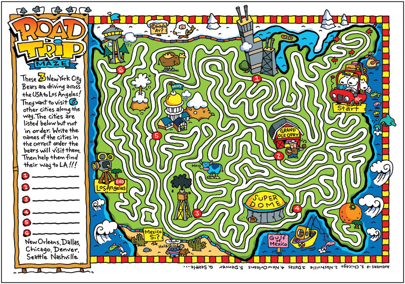 'Road Trip Maze Game' by Dave Garbot Illustration from United States