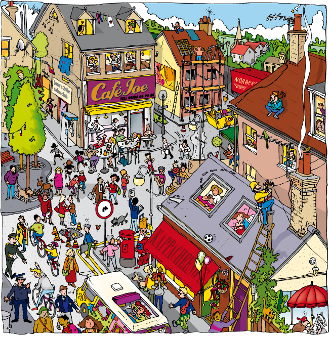 busy town clipart